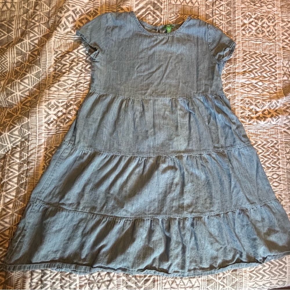 Dip Blue Ruffled Smocked Sundress